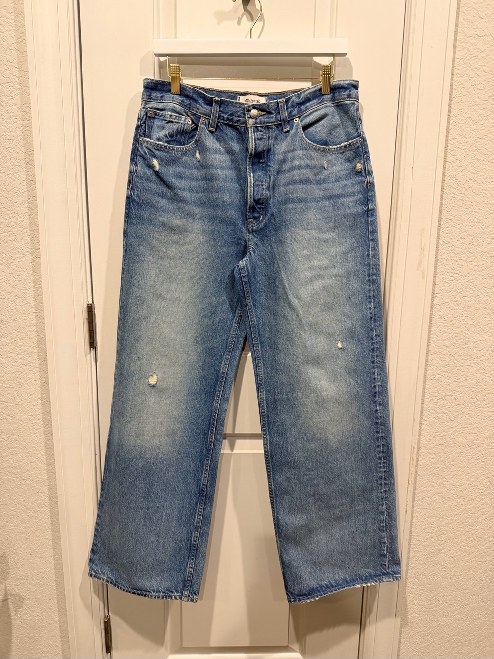 Madewell Perfect Vintage Wide Leg Jeans Distressed Size 28